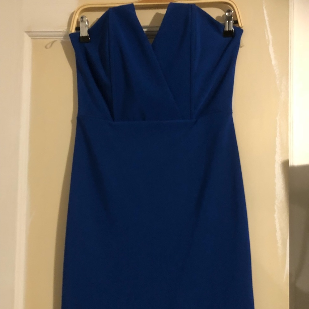 Blue strapless dress